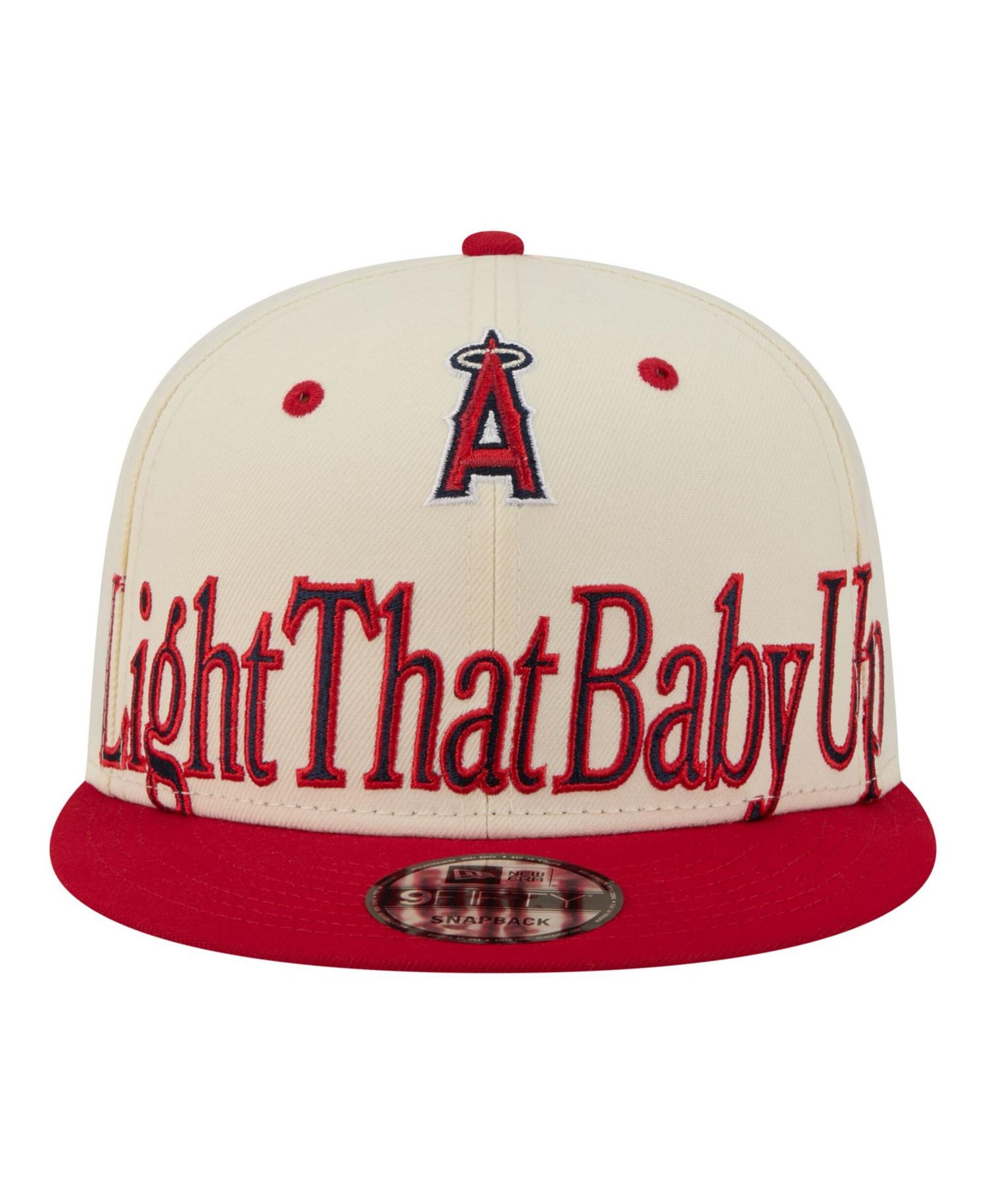 Men's Cream Los Angeles Angels Oversized Slogan 9FIFTY Snapback Hat