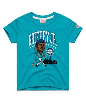 Big Boys and Girls Ken Griffey Jr. Teal Seattle Mariners Cooperstown Collection Caricature Tri-Blend T-Shirt