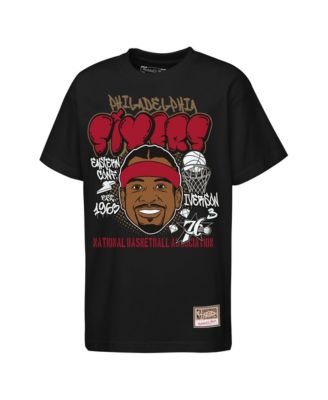 Big Boys and Girls Allen Iverson Black Philadelphia 76ers Headshot T-Shirt