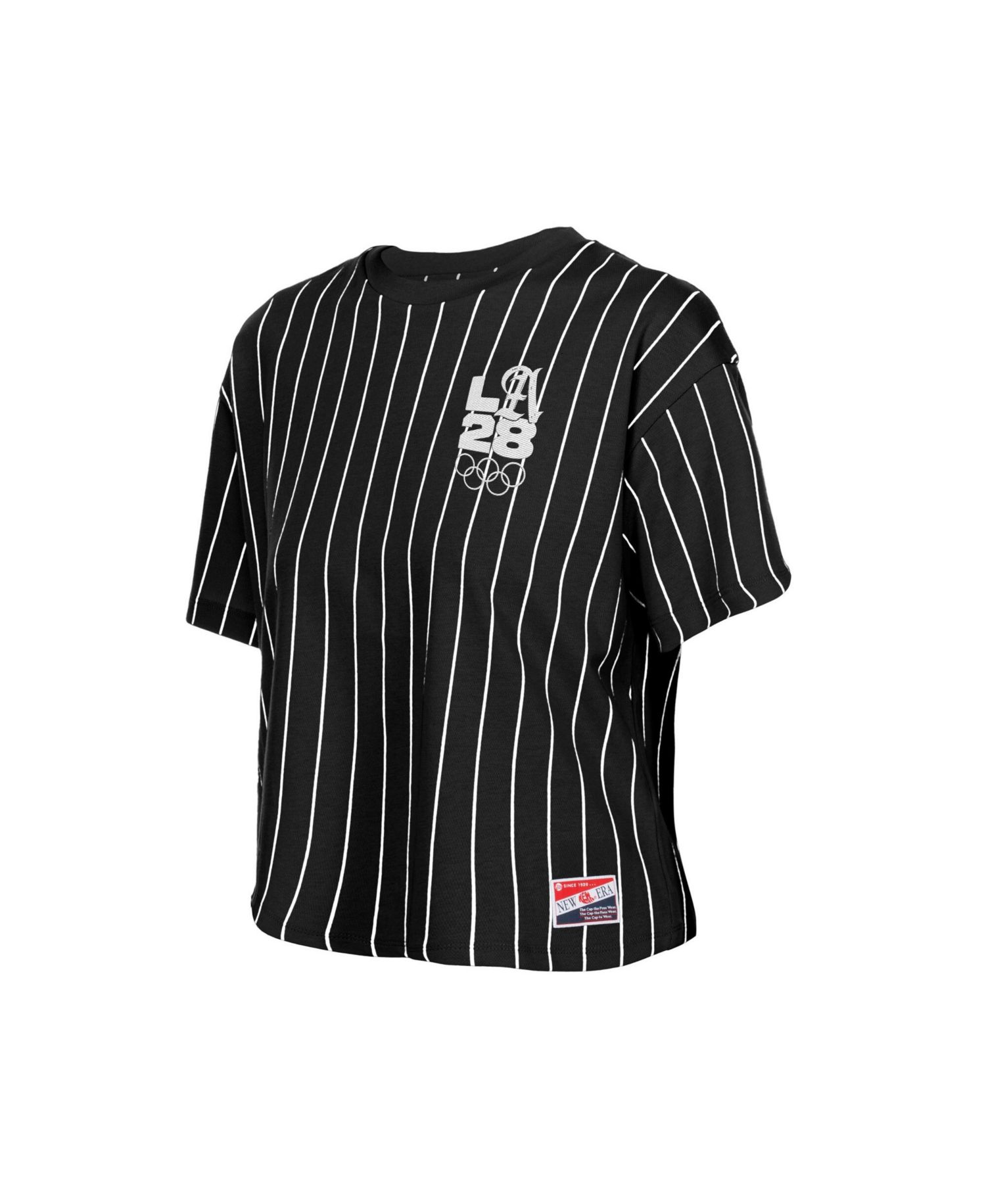 Women's Black LA 2028 Summer Mesh Back Pinstripe Boxy T-Shirt