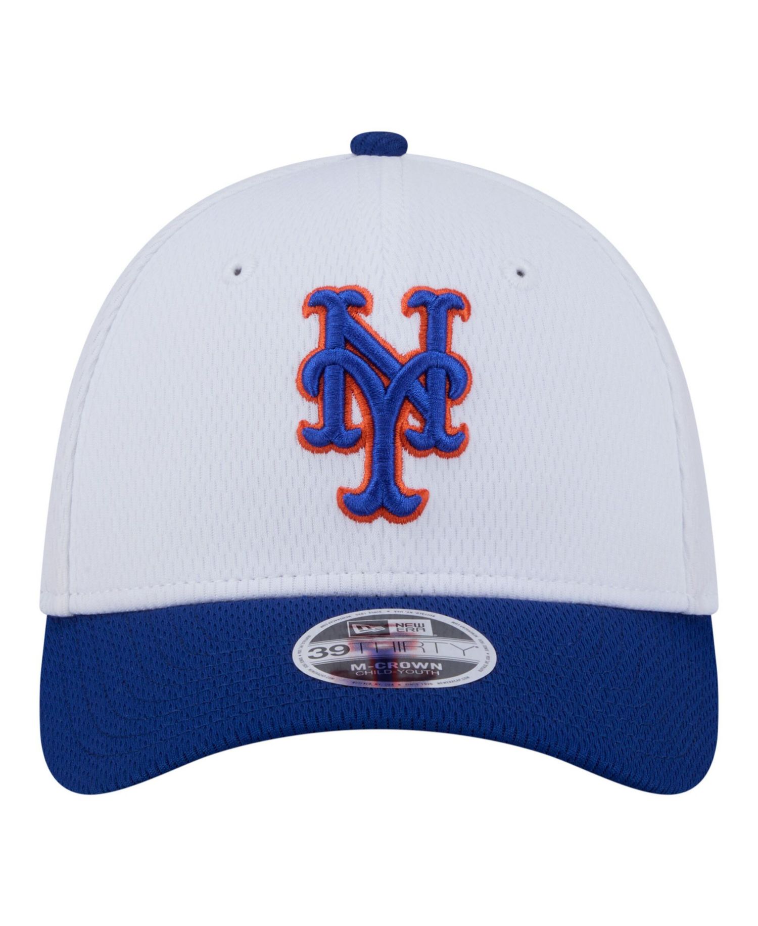 Big Boys and Girls White/Royal New York Mets Baseball 39THIRTY M-Crown Flex Hat
