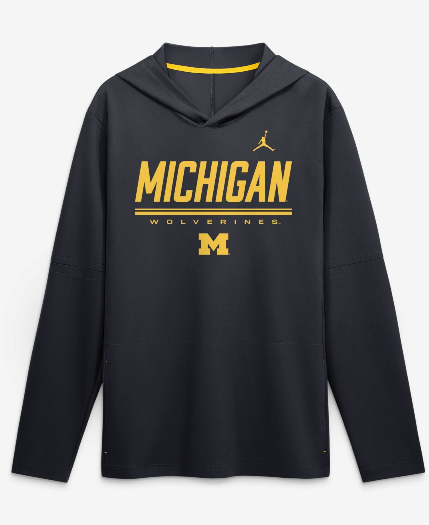 Men's Navy Michigan Wolverines 2026 Sideline Lightweight Dri-FIT Long Sleeve Hooded Sweatshirt