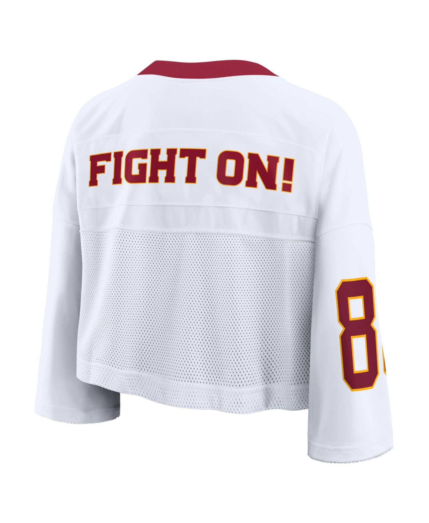 Women's White USC Trojans Oversized Logo Cropped Fashion Jersey