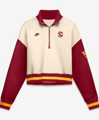 Women's USC Trojans Colorblock Oversized Quarter-Zip Pullover Sweatshirt