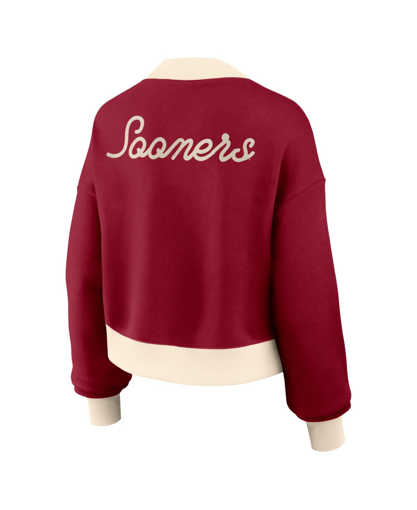 Женская куртка Nike Crimson Oklahoma Sooners Oversized Academic Cropped Full-Zip Bomber — фото 2