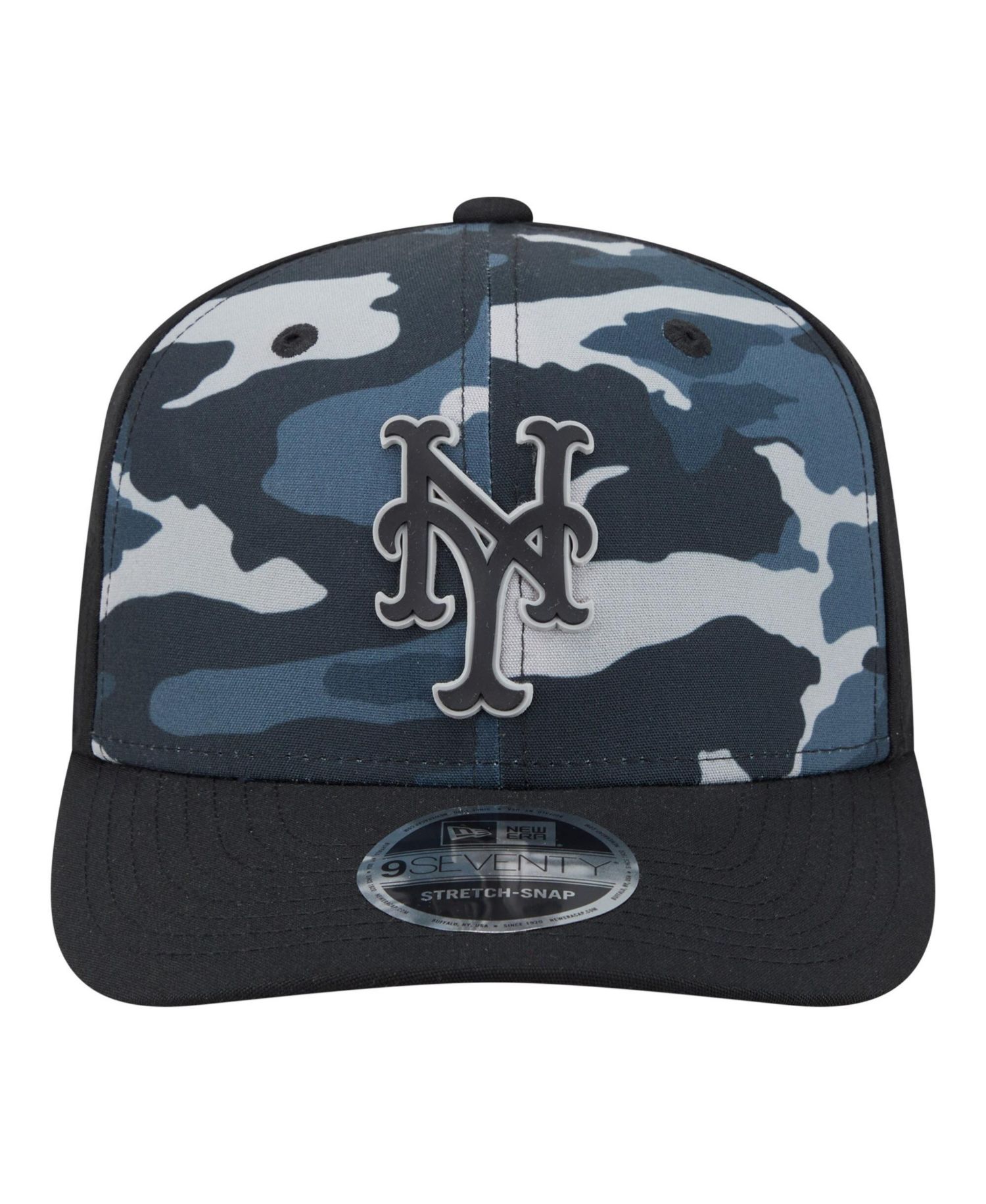 Men's Black New York Mets Tonal Camo 9SEVENTY Stretch-Snap Hat