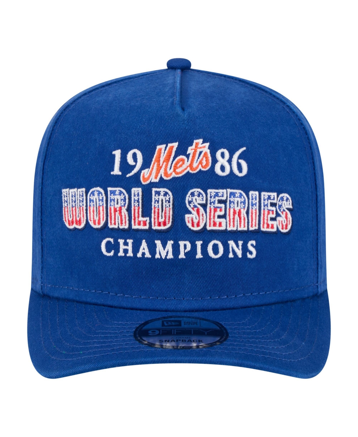 New Era Men's Royal New York Mets 1986 World Series Champions Throwback 9FIFTY A-Frame Snapback Hat