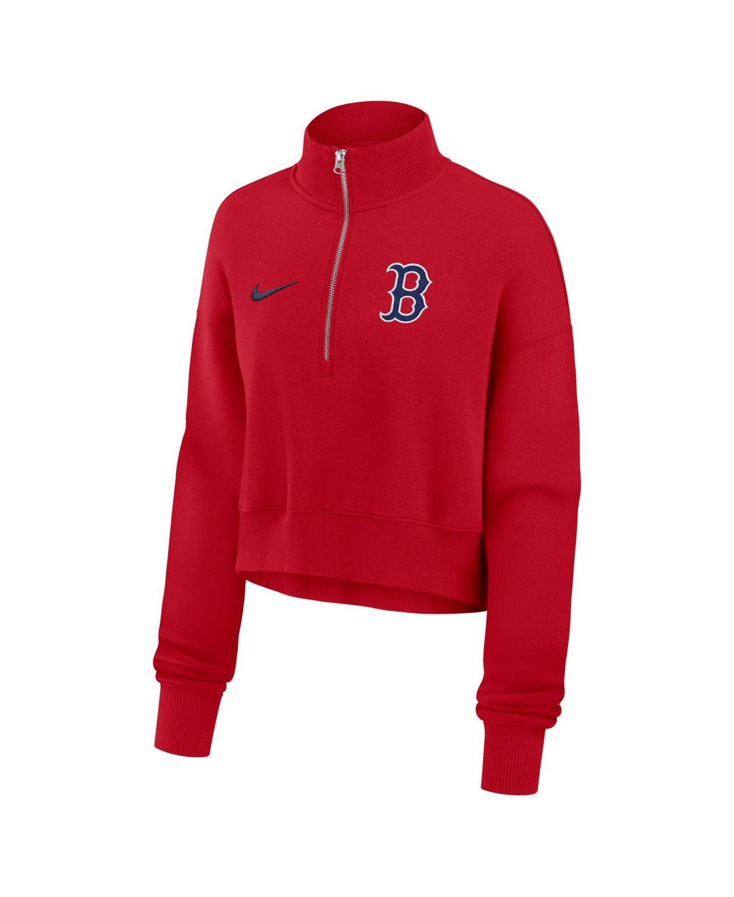 Women's Boston Red Sox Primetime Phoenix Half-Zip Cropped Oversized Fleece Sweatshirt