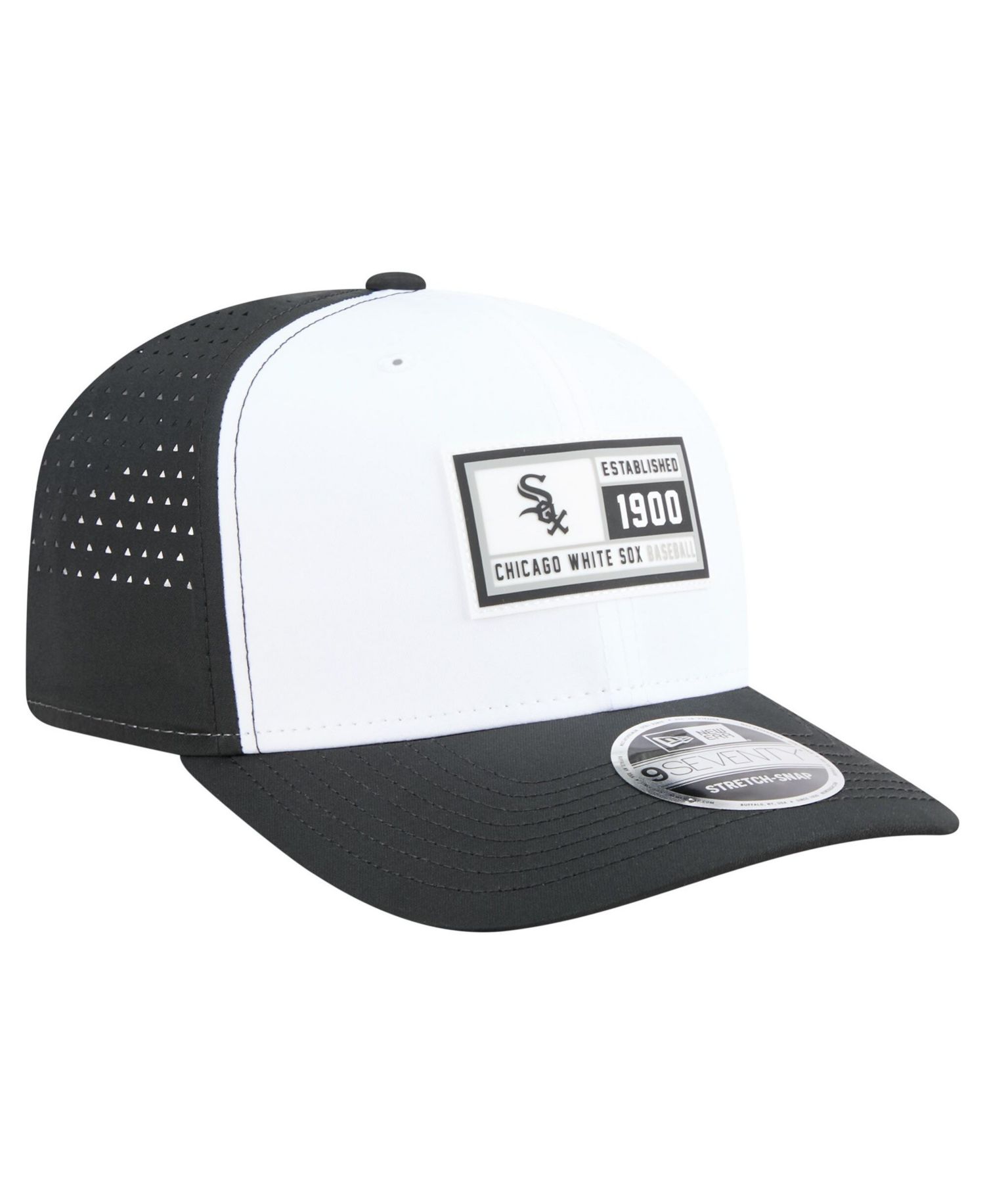 Men's White/Black Chicago White Sox Established Patch 9SEVENTY Adjustable Hat