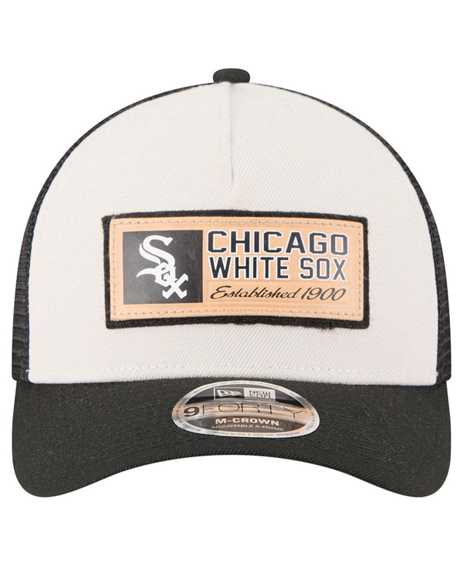 Men's Stone/Black Chicago White Sox Text A-Frame Trucker 9FORTY Hat