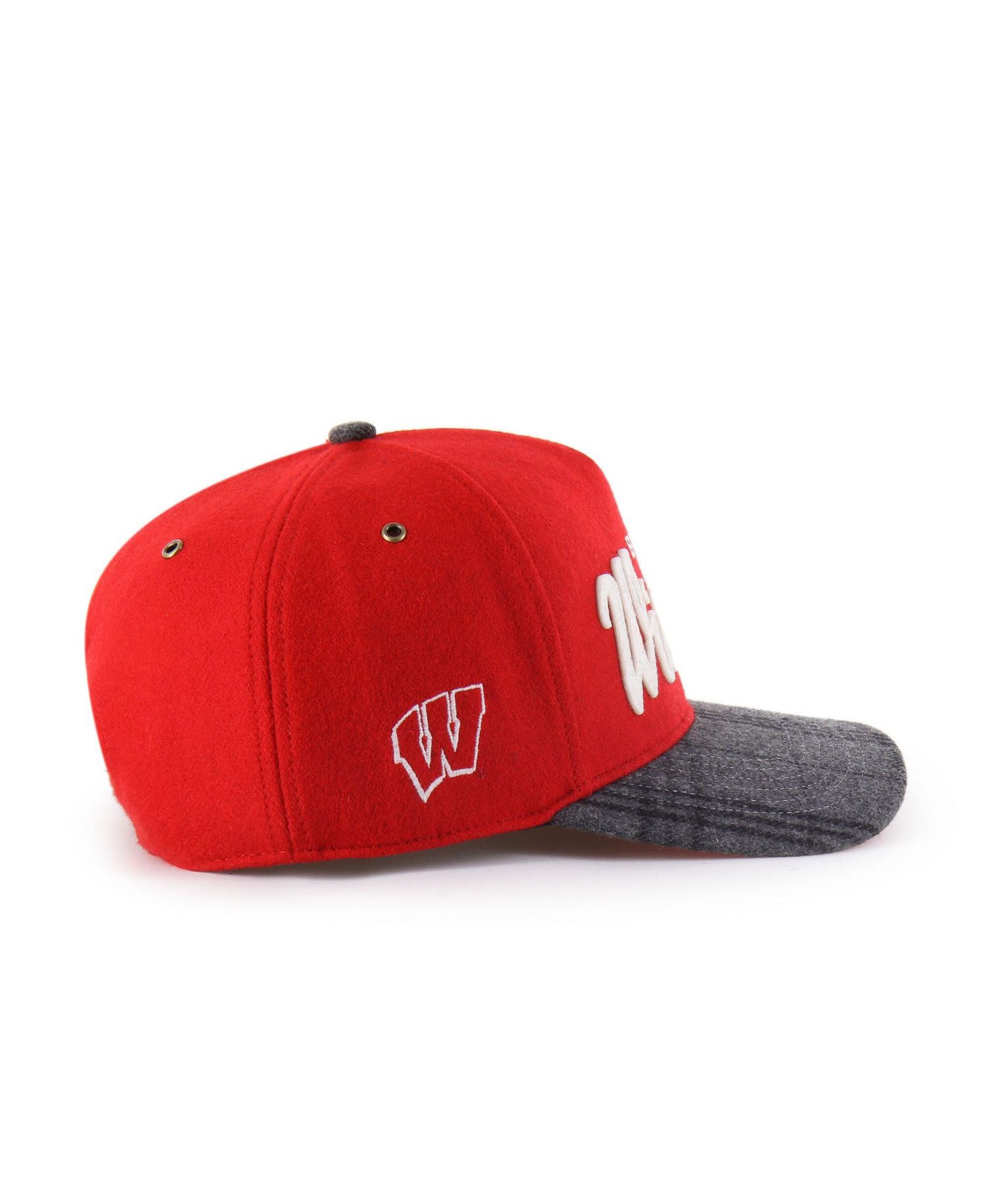 Men's and Women's Red Wisconsin Badgers Windowpane Plaid Collection Hitch Adjustable Hat