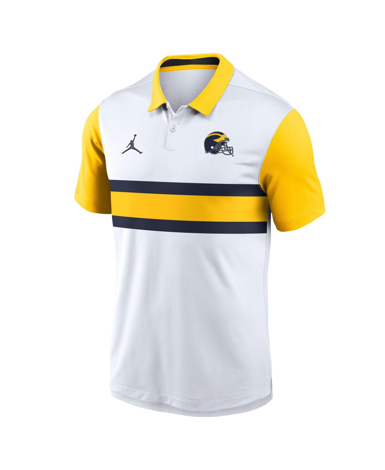 Men's White/Maize Michigan Wolverines Athletic Prep Alt Logo Vapor Dri-FIT Polo Shirt