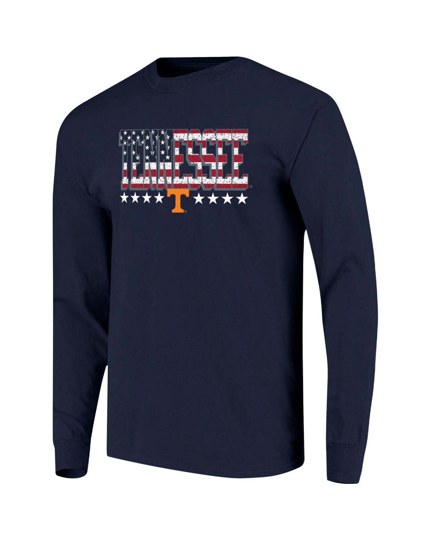 Men's Navy Tennessee Tall Type Flag Long Sleeve T-Shirt