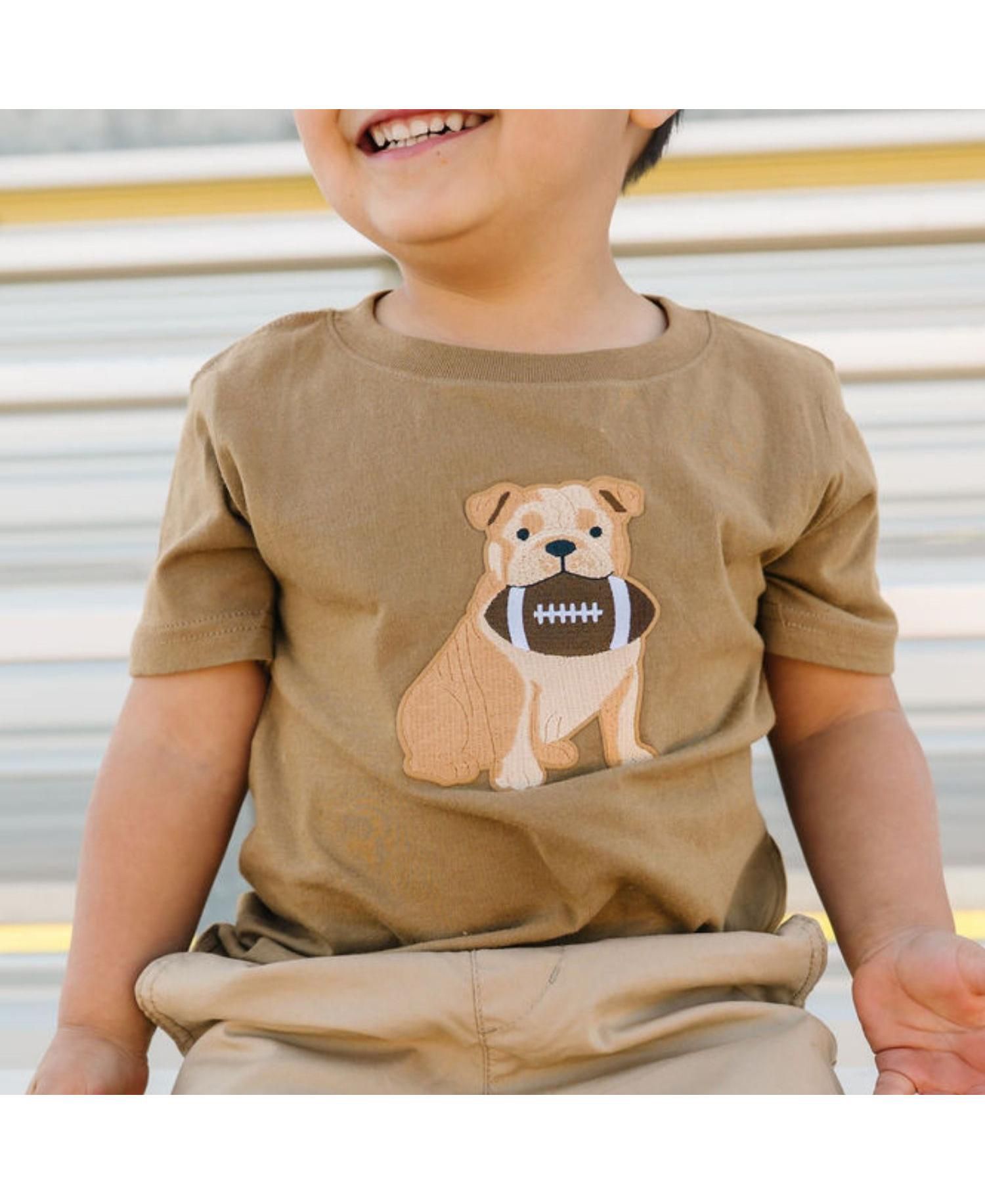 Baby Boys Bulldog Football Patch Short Sleeve T-Shirt