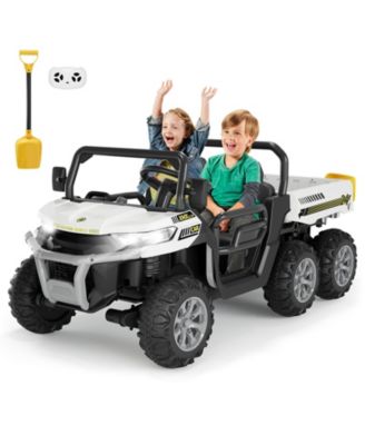 24V 2 Seater 4WD 6 Wheel Electric Ride On Dump Truck – UTV Car with Remote Control, Electric Dump Bed, LED Lights, MP3, Safety Belt