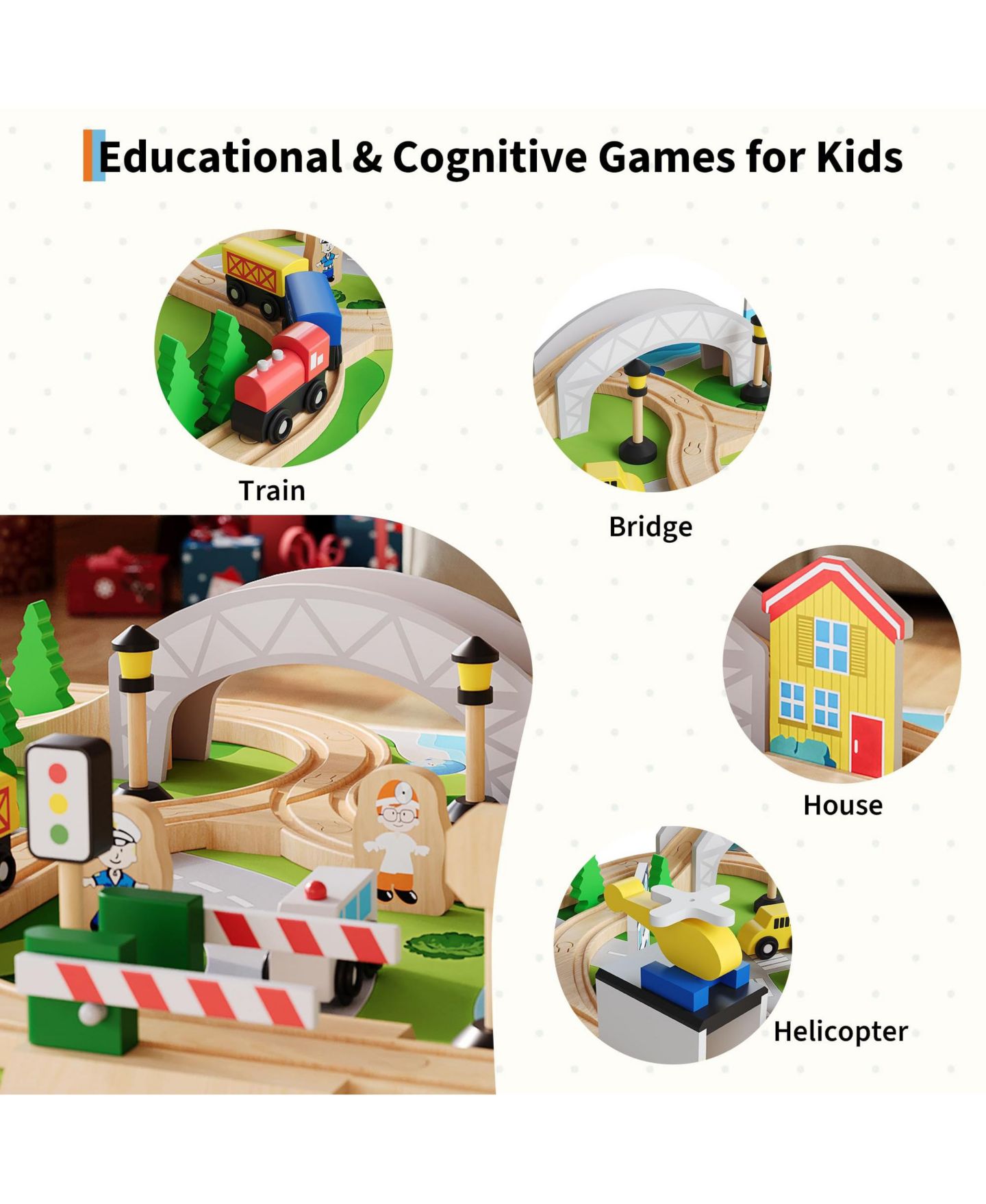 Детские игрушки homfan 84-Piece Wooden Train Table with Storage — фото 5