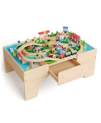 84-Piece Wooden Train Activity Table with Storage