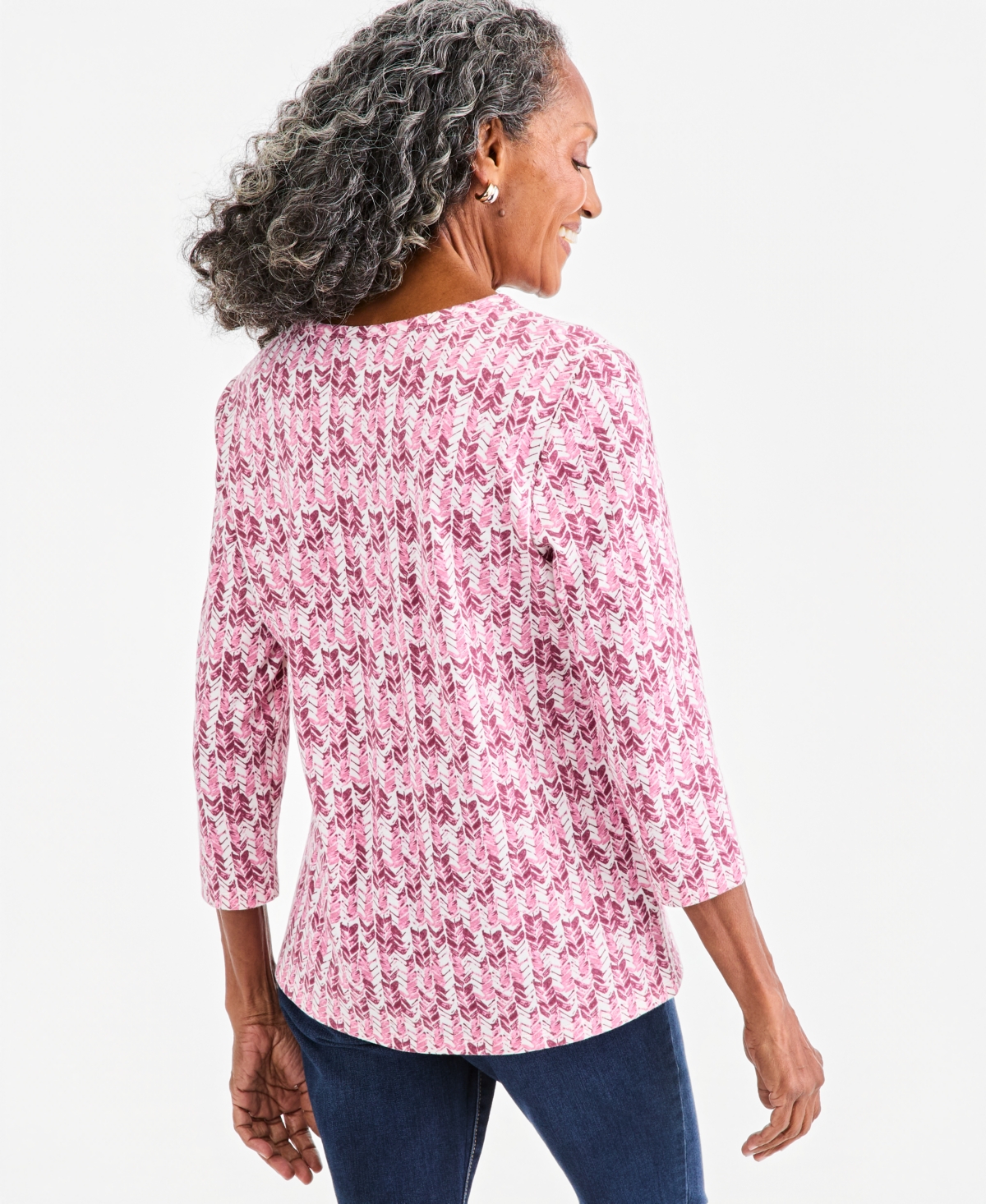 Style & Co Women's Printed 3/4-Sleeve V-Neck Top, Macy's Exclusive