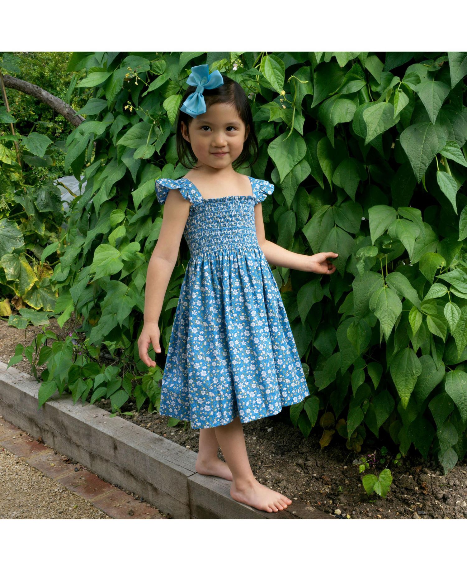 Girls 2-14 Ditsy Daisy Ruched Dress