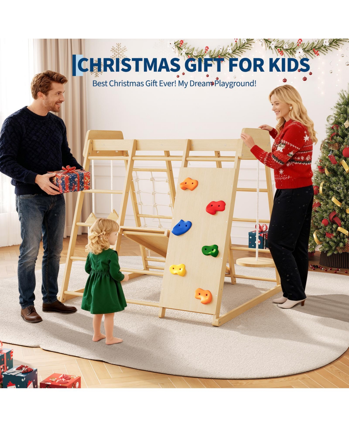 homfan 6 in 1 Wooden Indoor Jungle Gym