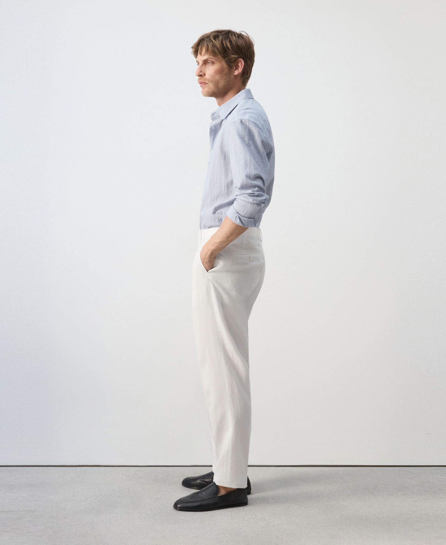 Men's Slim-Fit Lyocell-Linen-Blend Suit Pants