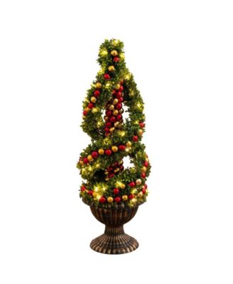 3' Pre-Lit Artificial Christmas Spiral Boxwood Topiary Tree