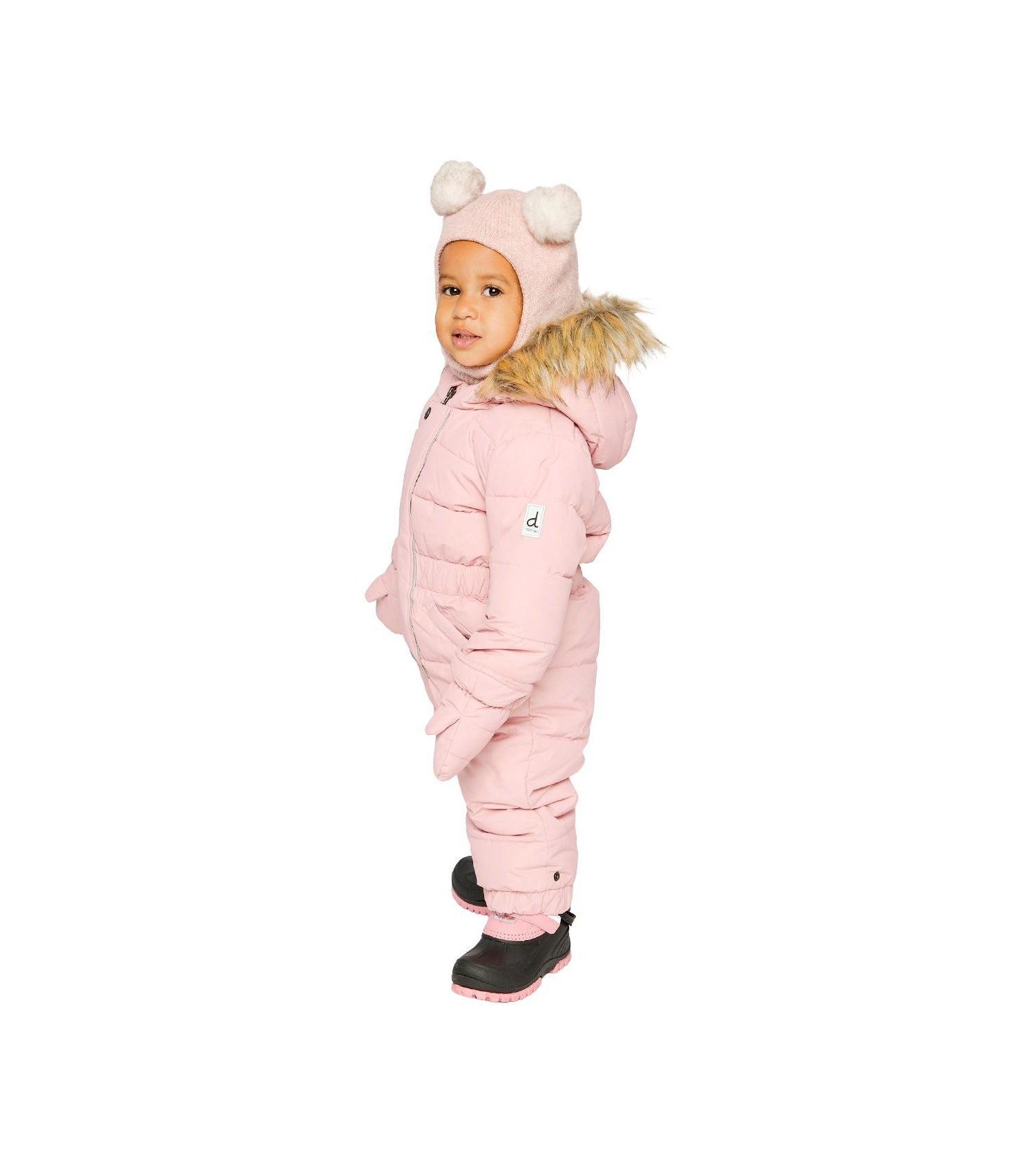 Baby Girl ( 6M to 24M ) Original One Piece Puffy Snowsuit with Removable Mittens and Boots Pale Dusty