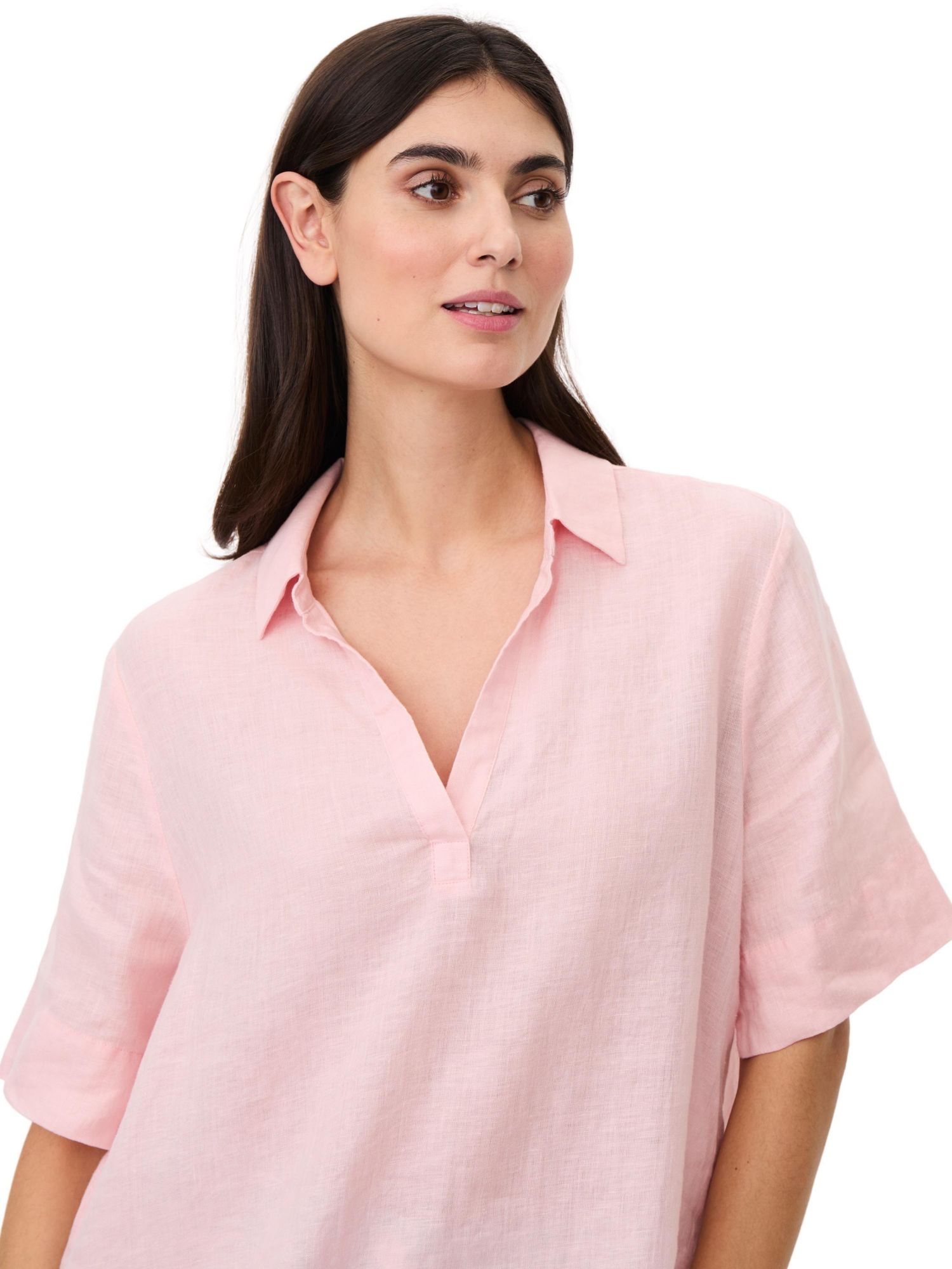 Women's Mabrevia Relaxed Collared V-Neck Linen Shirt