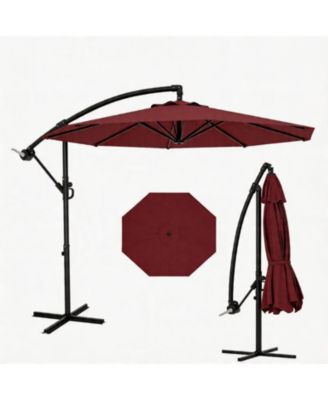 Cantilever Patio Umbrella with Cross Base Large Offset Parasol ,Adjustable Tilt Easy Crank UV and Fade-Resistant Canopy for Outdoor Spaces