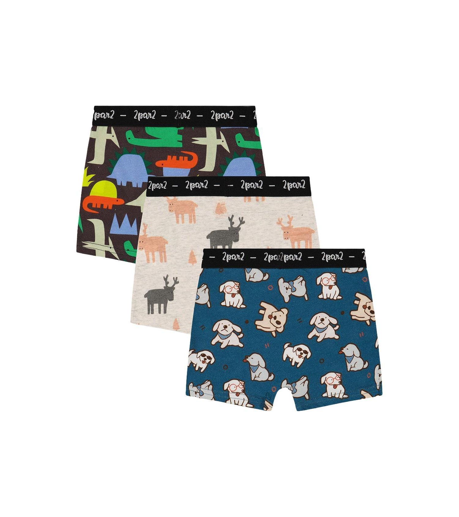 Little and Big Boy (6-12) Boxer Pack Of 3 Animal Prints