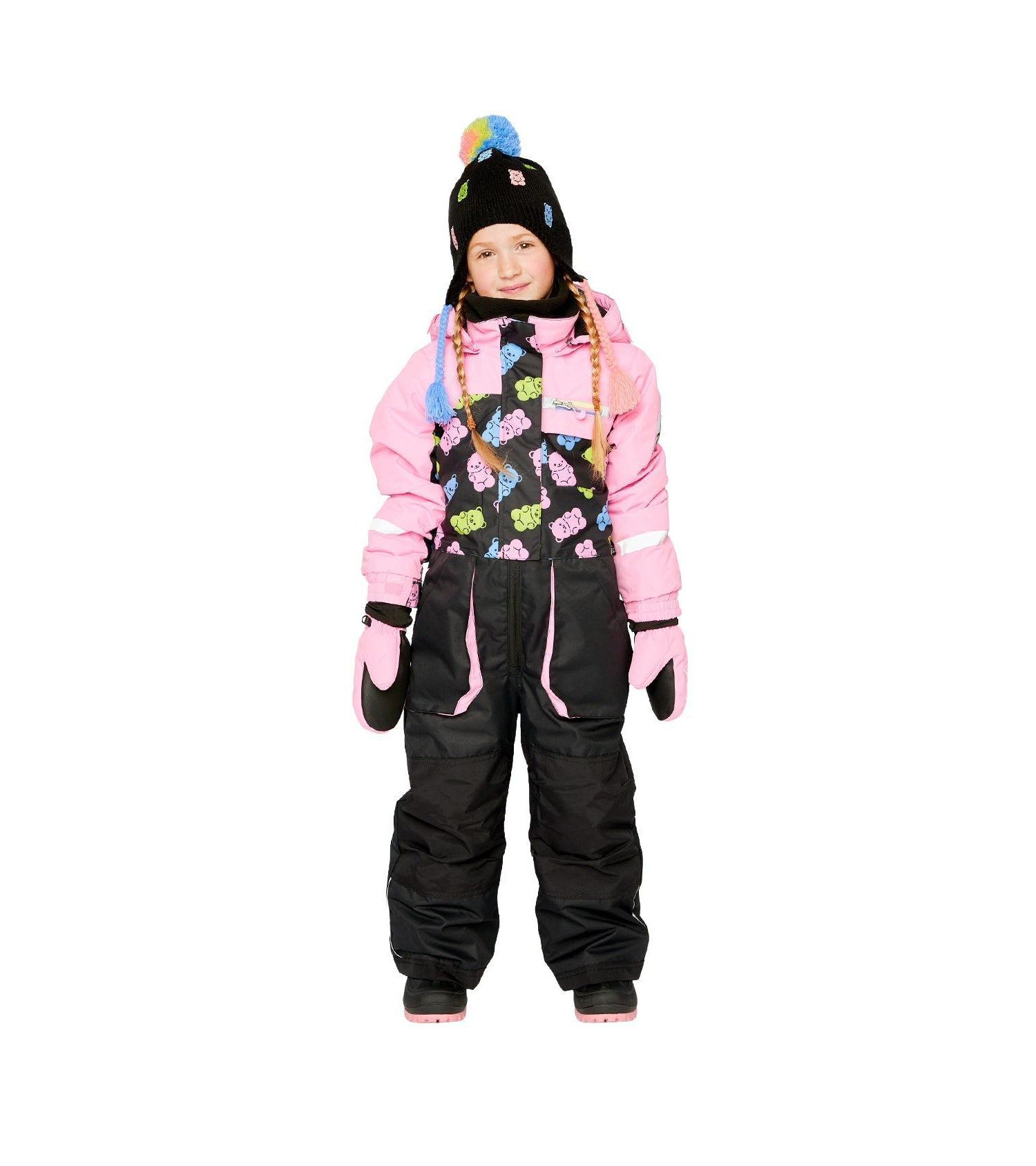 Little and Big Girl One ( 6 to 14 ) Piece Play Snowsuit Gummy Bear Print