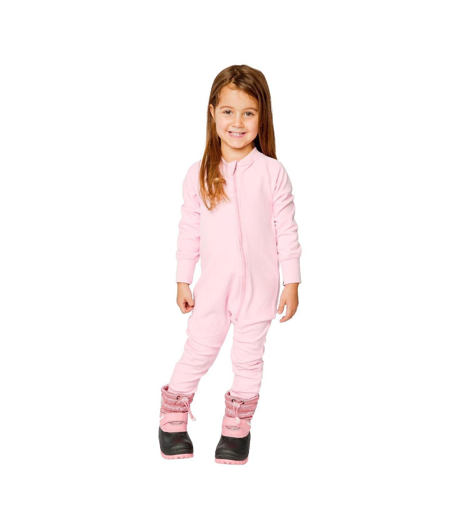 Little and Big Girl ( 6b to 14 ) One Piece Thermal Underwear Pale