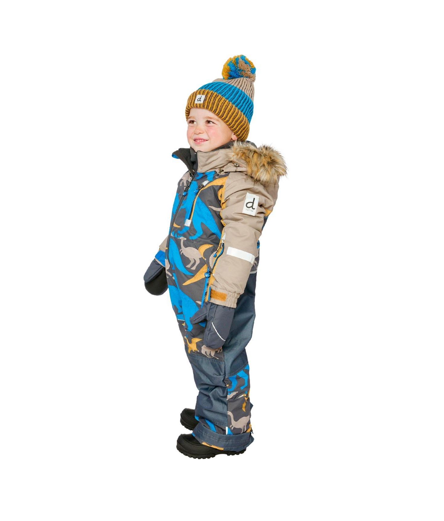 Комбинезон Deux par Deux One Piece Play Snowsuit Dinosaur Print для мальчиков-малышей, цвет: Серый / Синий — фото 6