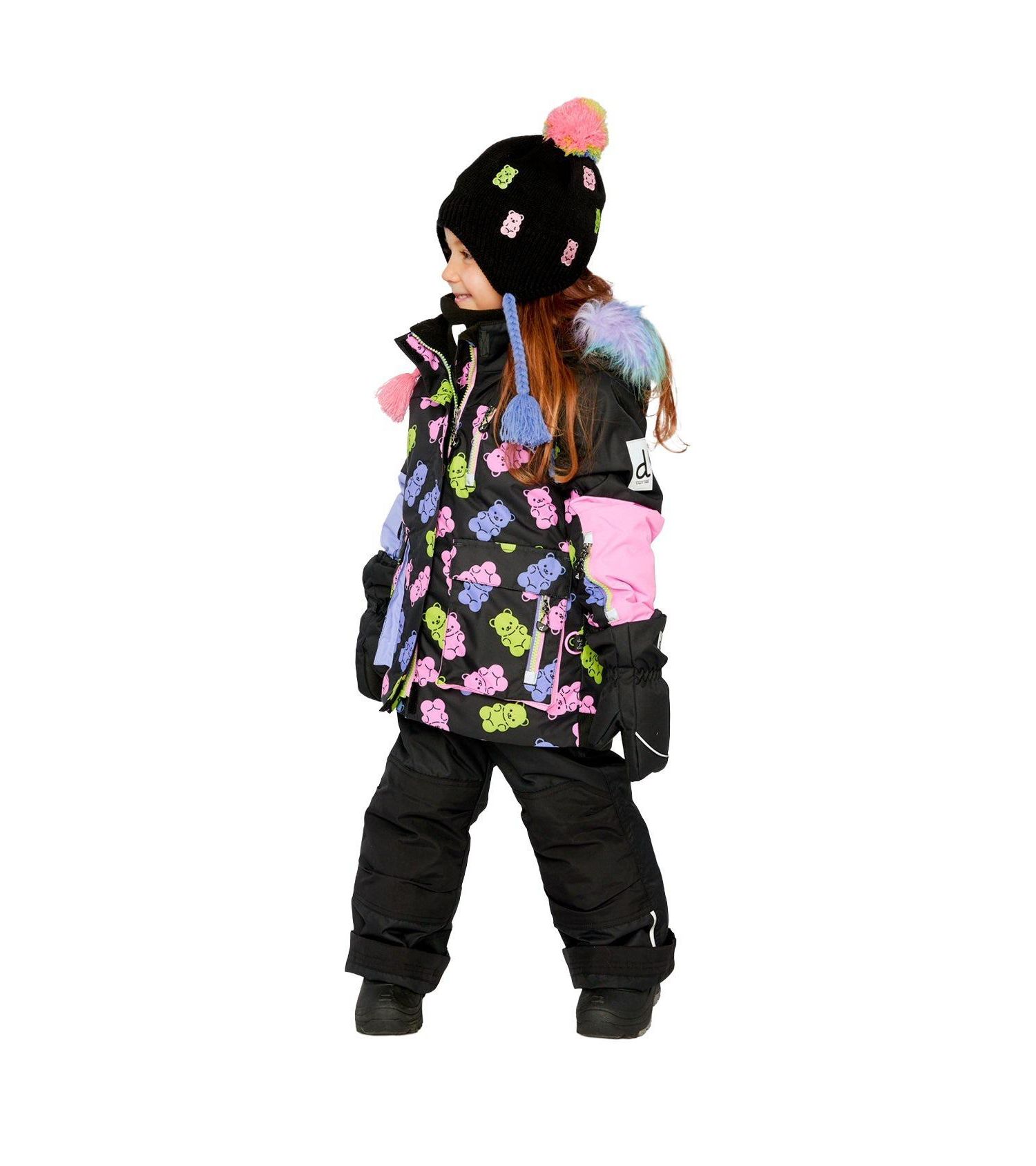 Little and Big Girl (6-14) Two Piece Play Snowsuit Gummy Bear Print