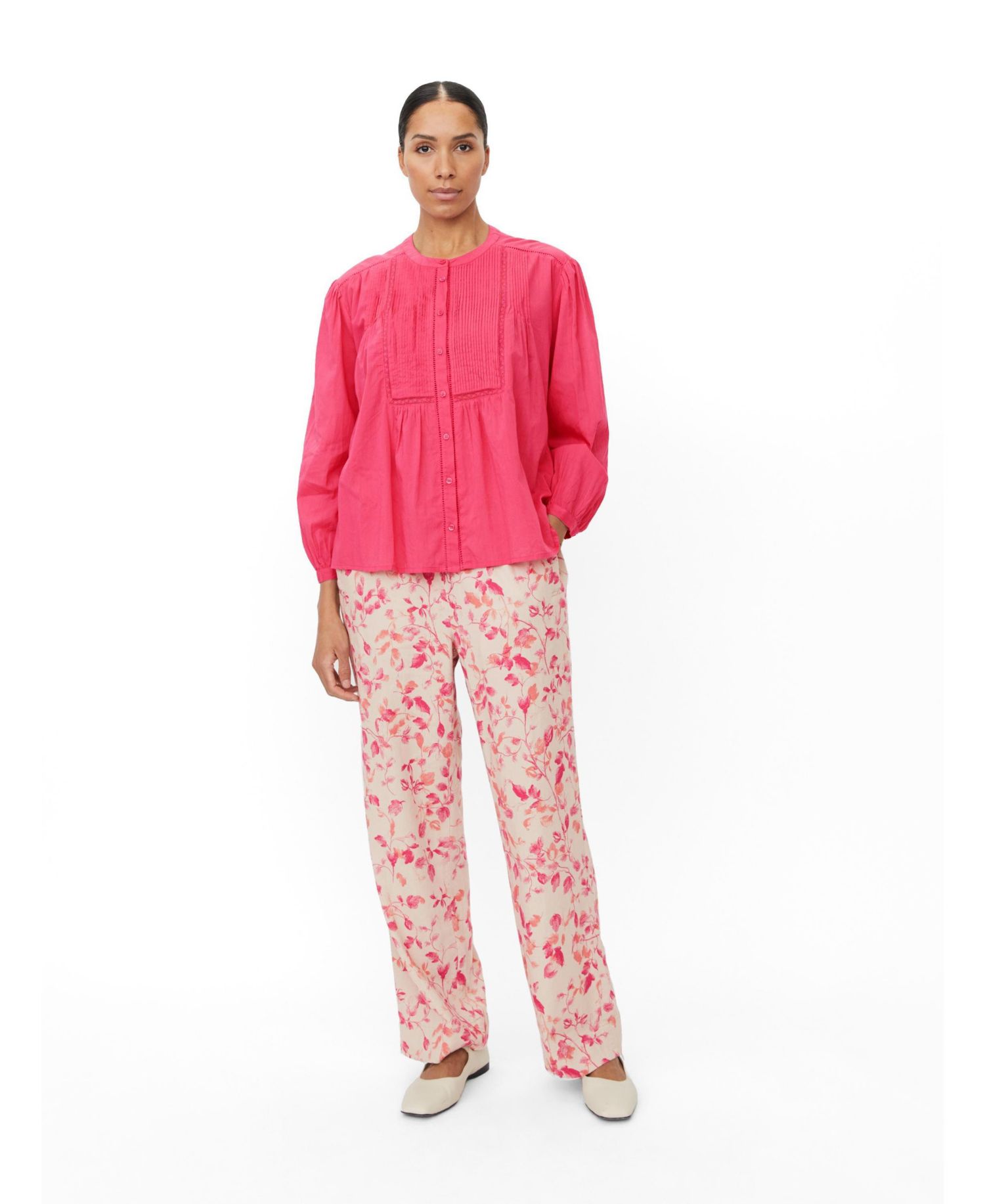 Women's MaIlvianne Long-Sleeve Pintuck-Detail Gathered-Waist Blouse