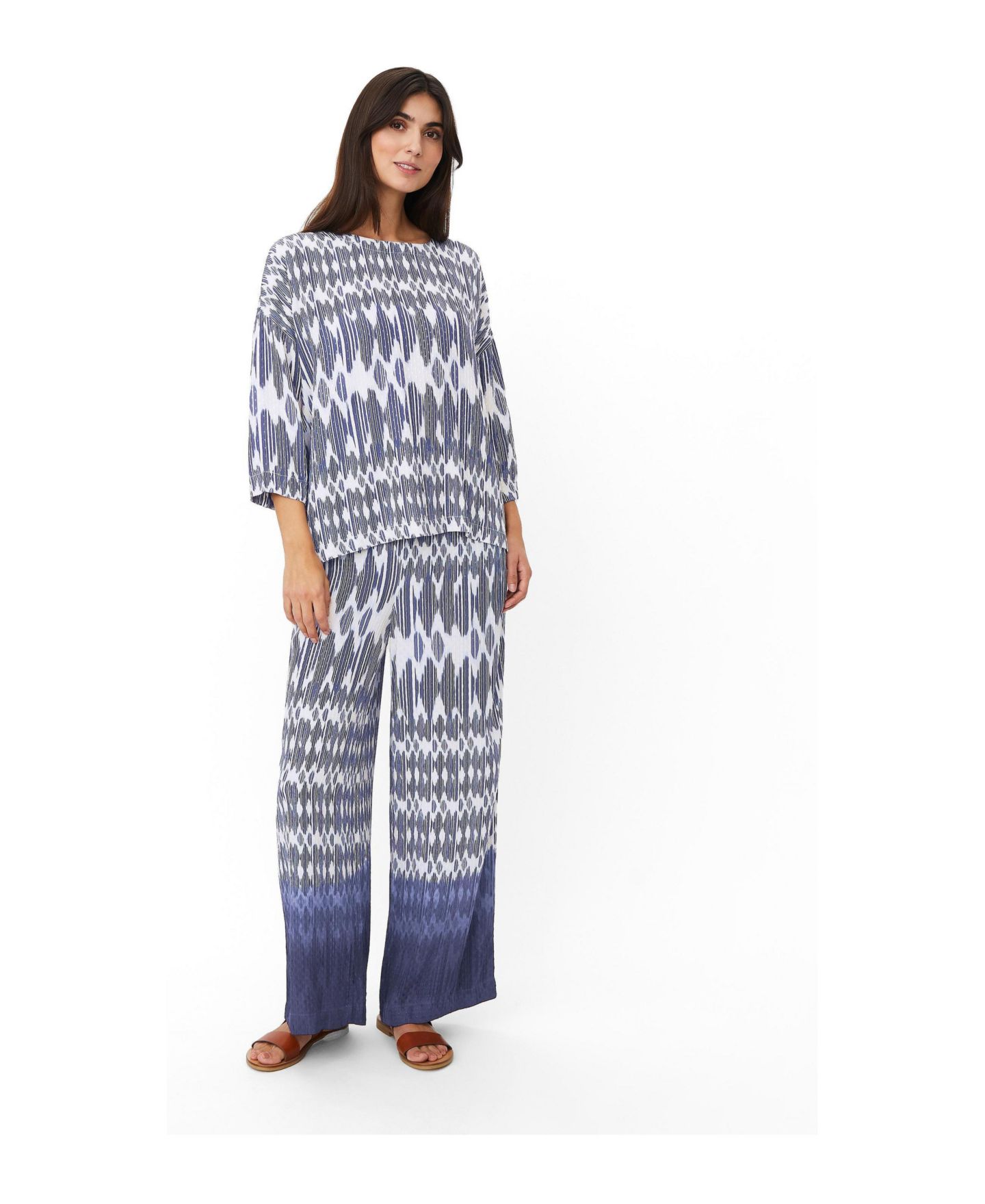 Женская блузка Masai Copenhagen Mabecca Printed 3/4-Sleeve, цвет: Синий — фото 2