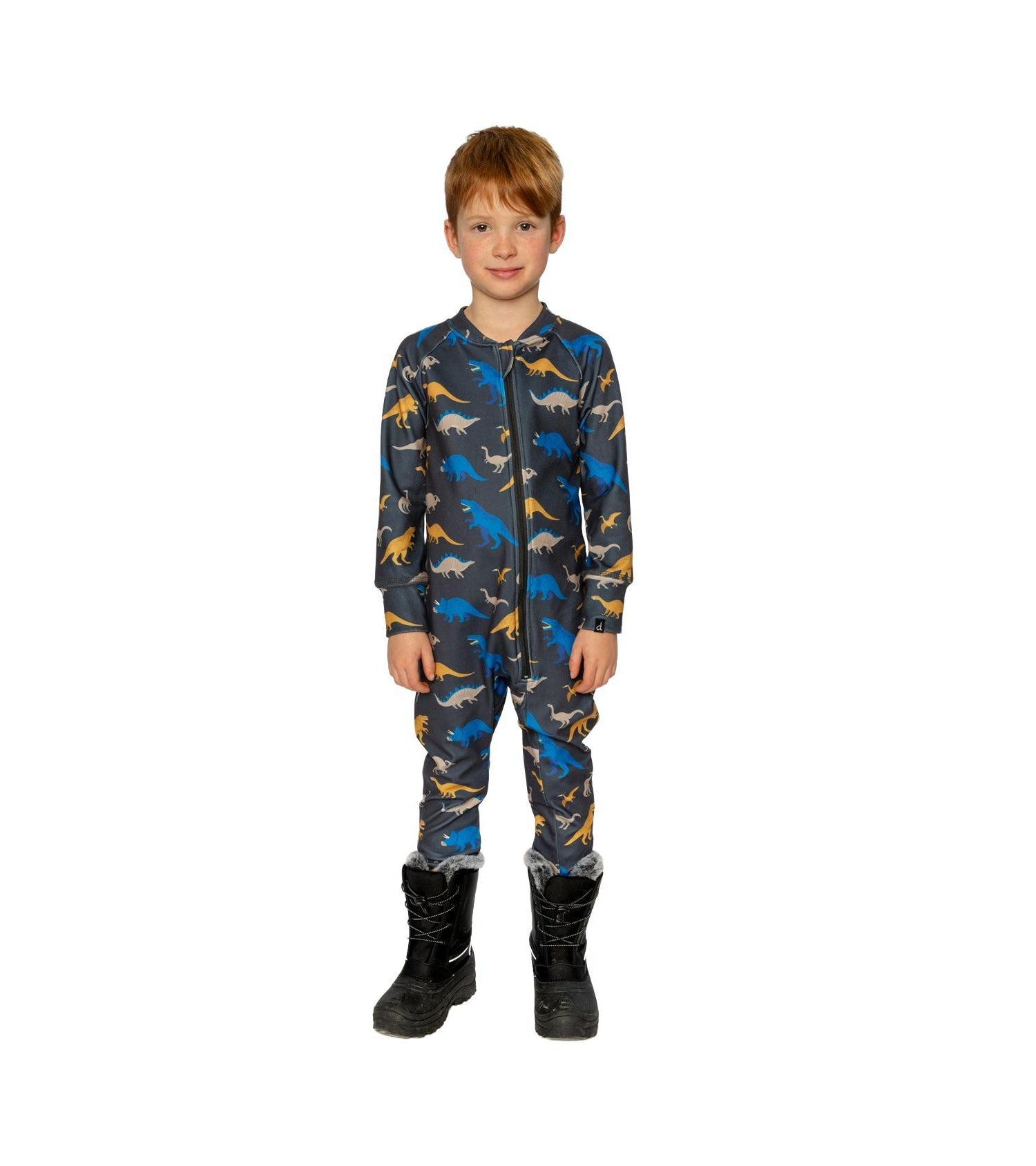Little and Big Boy (6-14) One Piece Thermal Underwear Dinosaur Print