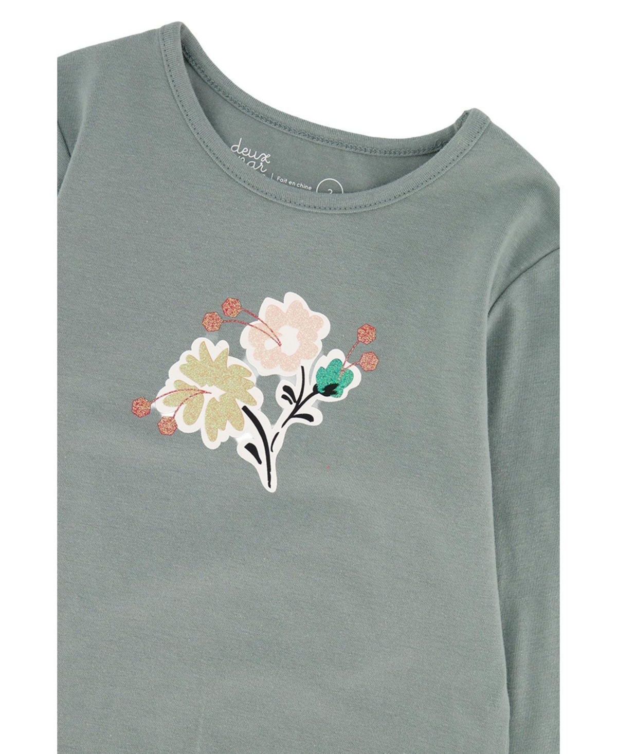 Deux par Deux Little and Big Girl(6-8) Cotton Long Sleeve T-Shirt Sage