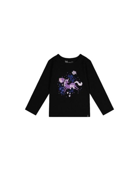 Футболка Deux par Deux Cotton Jersey для девочек, цвет: Чёрный / Лиловый