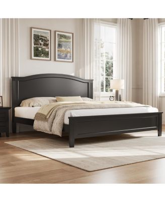  Full Size Platform Bed with Headboard with Wooden Slat Support Legs