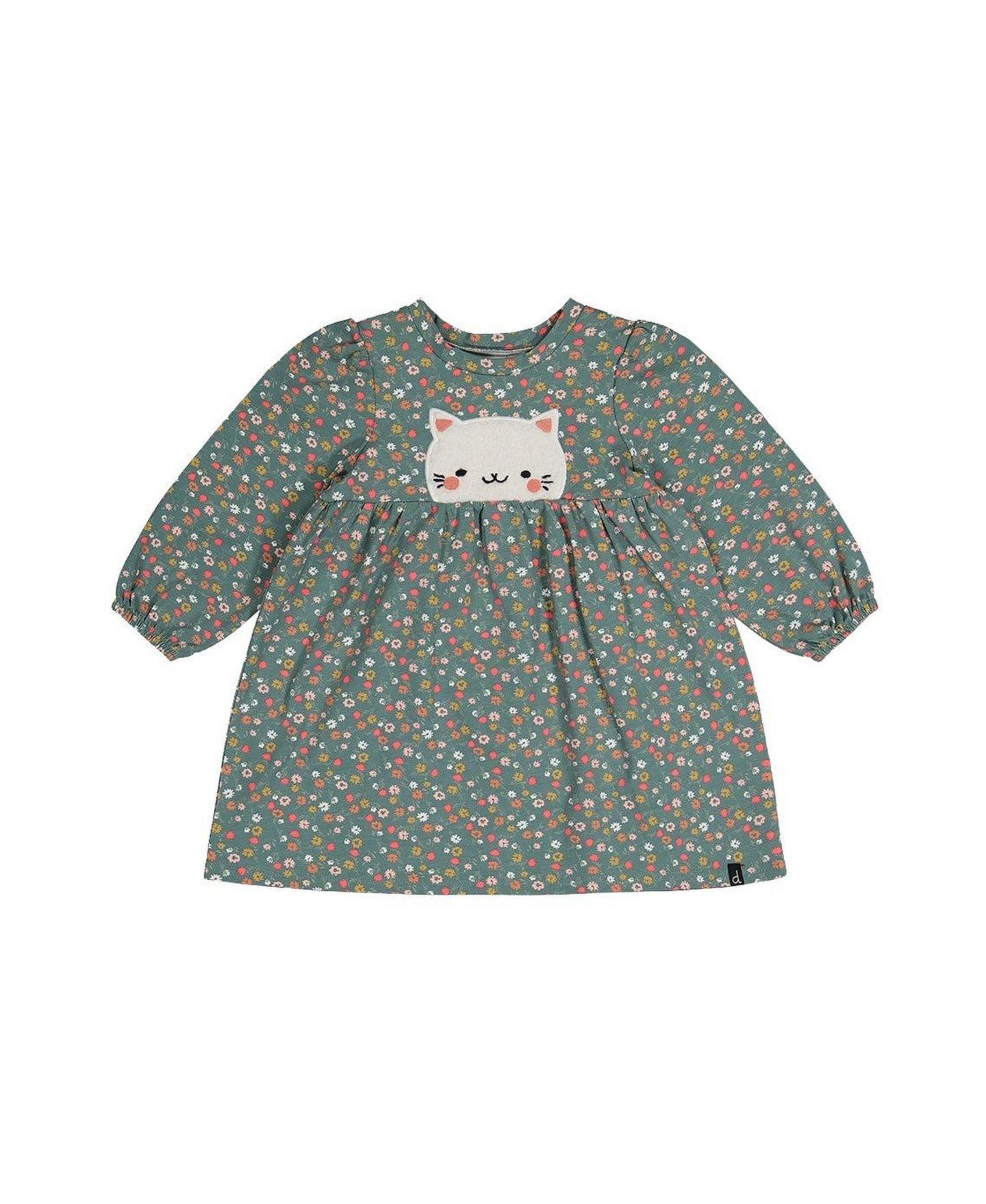 Платье Deux par Deux Cotton Printed Dress для девочек, цвет: Зелёный с принтом — фото 1