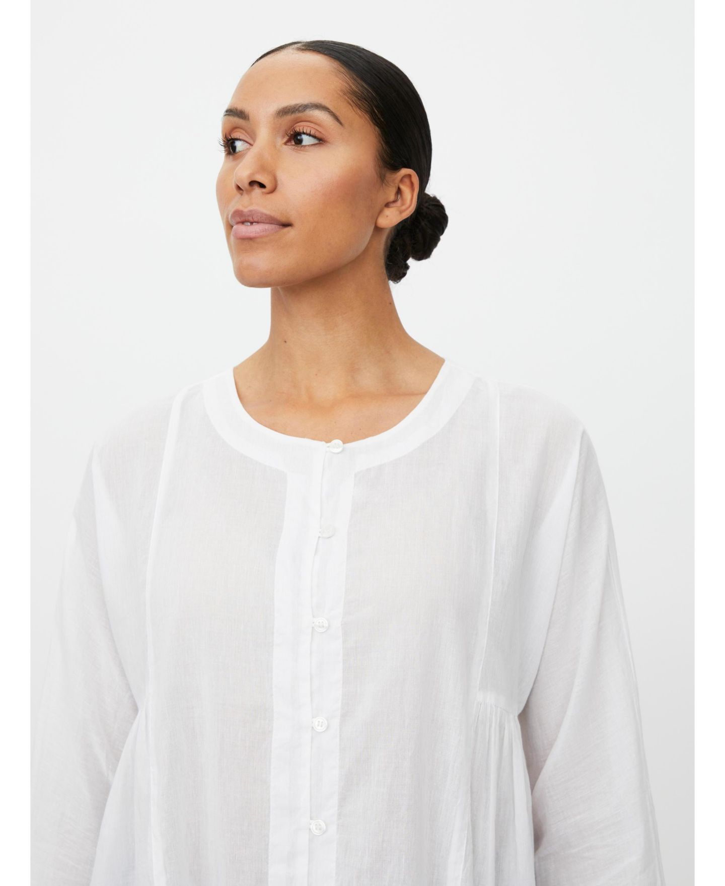 Женская блузка Masai Copenhagen MaIanelle Long-Sleeve Cotton Button-Up, цвет: Белый — фото 4