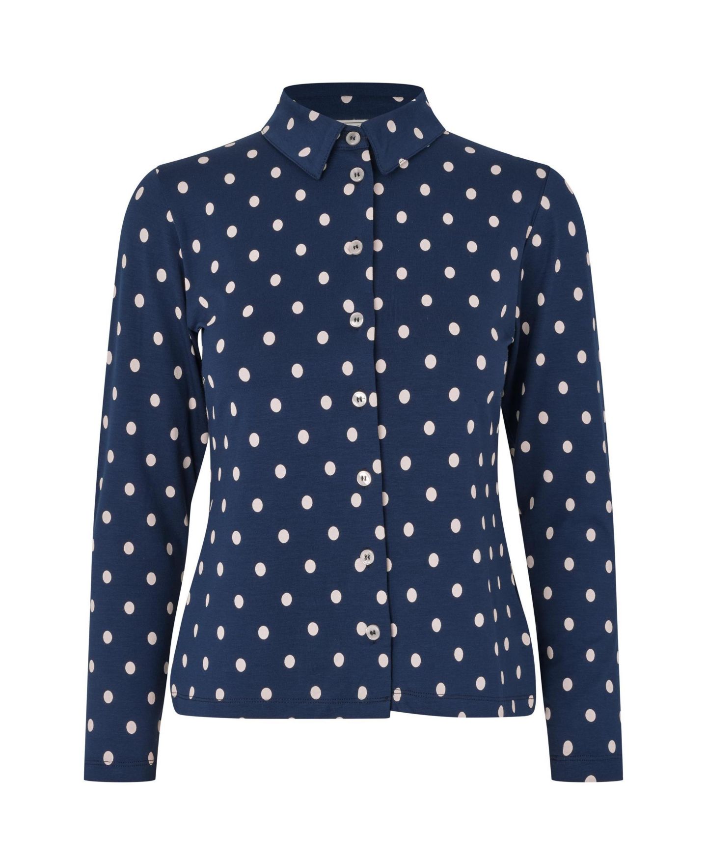 Женская рубашка Masai Copenhagen Maiviona Long-Sleeve Collared Polka-Dot, цвет: Тёмно-синий — фото 5