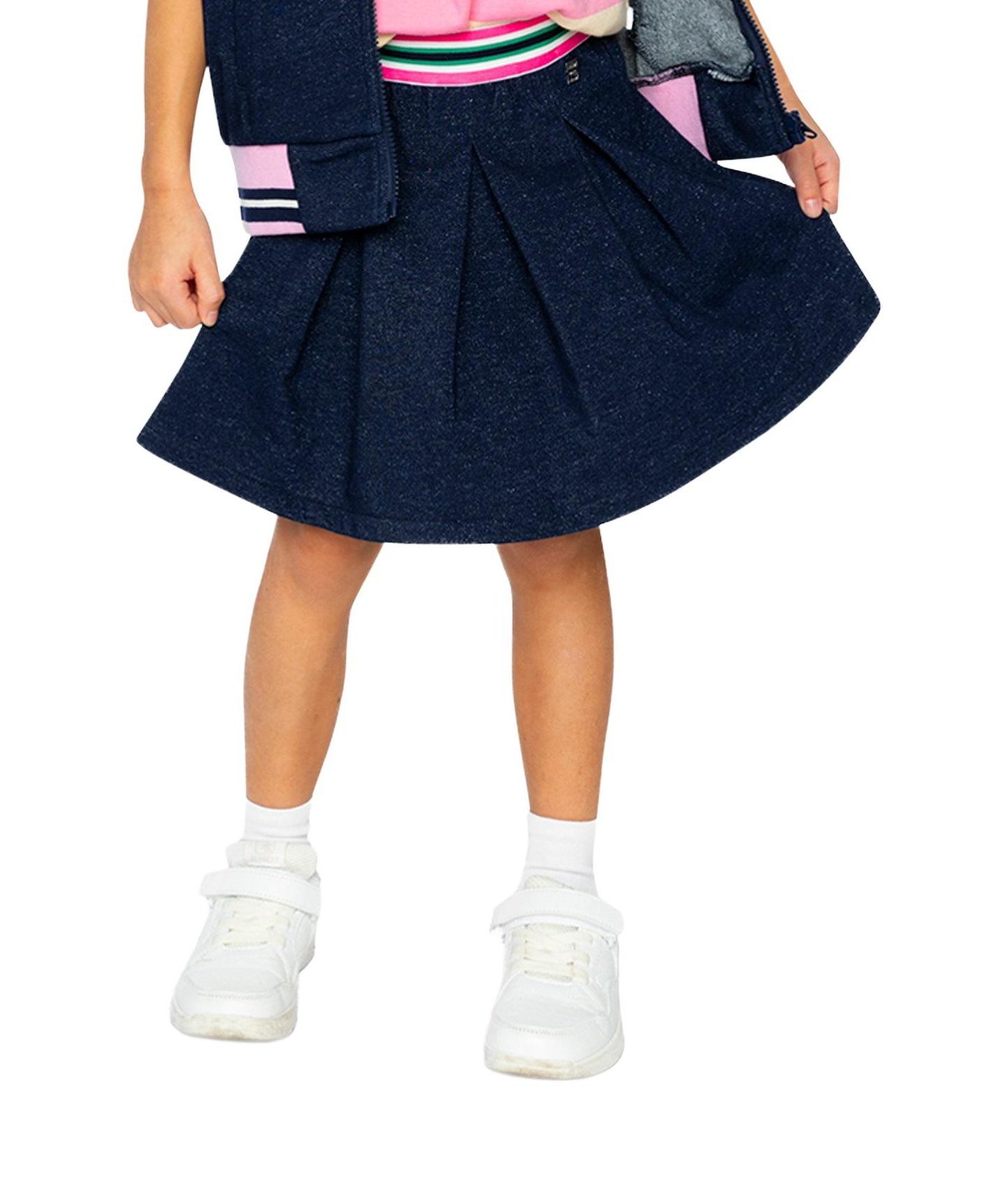 Юбка Deux par Deux (size 6 to 14) Pleated French Terry Skirt Denim для девочек, цвет: Тёмно-синий джинсовый — фото 4