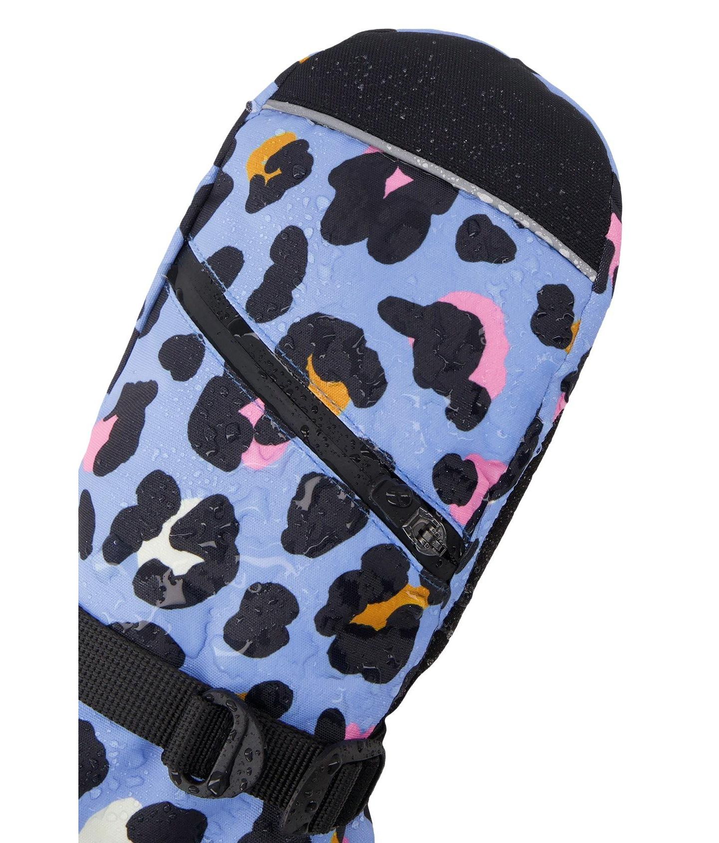 Перчатки Deux par Deux Leopard Print Teknik Winter Mittens для девочек, цвет: Синий леопардовый с принтом — фото 4