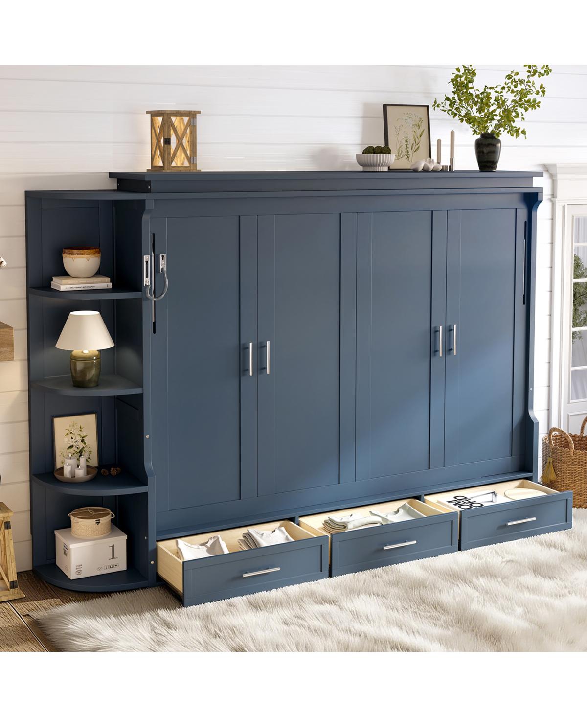 Streamdale Furniture Murphy Bed with Shelf, Cabinets, Drawers, Office Space Saver