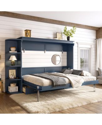 Murphy Bed with Shelf, Cabinets, Drawers, Office Space Saver