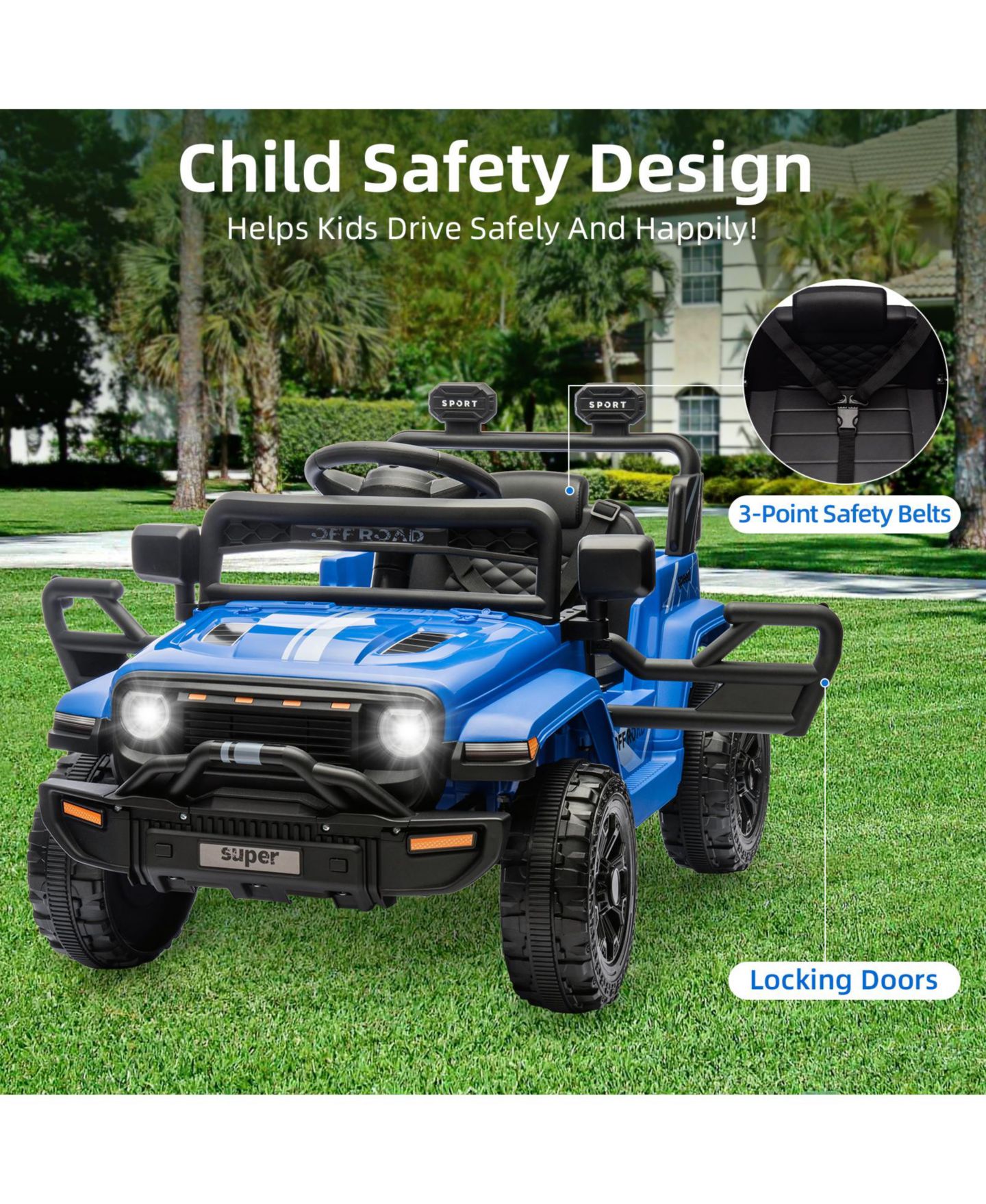 Детская игрушка homfan 12V Plastic and Metal Remote-Control Spring-Suspension Ride-On Truck, 3–5 лет — фото 6