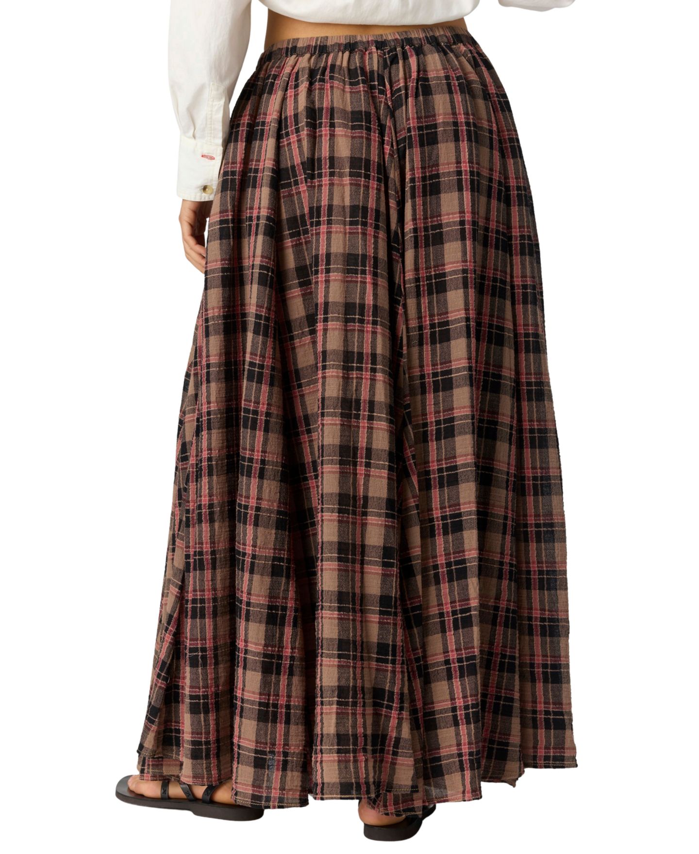 Женская юбка Free People Ives Maxi Plaid Pleated, цвет: Шоколадный комбинированный — фото 5