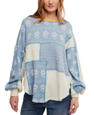 Women's Wildflower Thermal Waffle-Knit Floral-Print T-Shirt